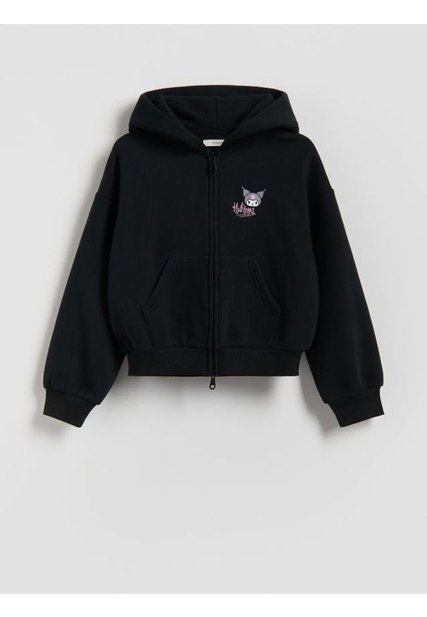Reserved - Bluza z kapturem Kuromi - czarny. Typ kołnierza: kaptur. Kolor: czarny. Materiał: dzianina, bawełna. Długość: krótkie