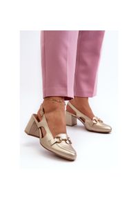 Skórzane Sandały Na Słupku Maciejka 06419-25 Złote złoty. Zapięcie: pasek. Kolor: złoty. Materiał: skóra. Obcas: na słupku. Styl: elegancki. Wysokość obcasa: średni #8