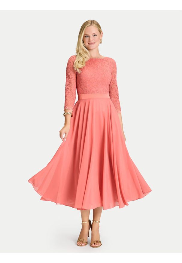 Swing Sukienka koktajlowa 77761710 Koralowy Regular Fit. Kolor: pomarańczowy. Materiał: syntetyk. Styl: wizytowy