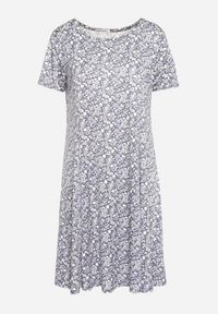 Born2be - Granatowa Sukienka w Drobne Kwiatki z Krótkim Rękawem z Wiskozy Cilarnid. Kolor: niebieski. Materiał: wiskoza. Długość rękawa: krótki rękaw. Wzór: kwiaty #7