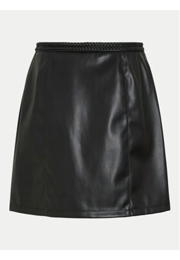 Vila Spódnica z imitacji skóry Pen 14100268 Czarny Regular Fit. Kolor: czarny. Materiał: skóra