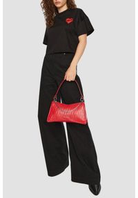 Karl Lagerfeld - KARL LAGERFELD Czarny damski top Hearts Cropped, Rozmiar XS. Kolor: czarny. Materiał: materiał #2