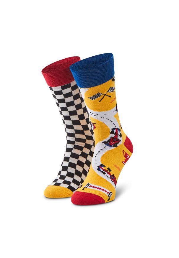 Skarpety Wysokie Męskie Dots Socks - D20WF-SX-032-X Żółty. Kolor: żółty. Materiał: materiał, bawełna, elastan, poliamid