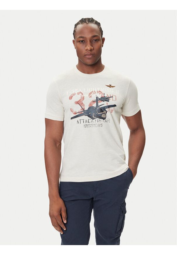 Aeronautica Militare T-Shirt 252TS2472UJ00708 Écru Regular Fit. Materiał: bawełna
