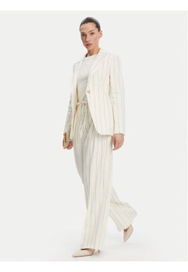 BOSS Spodnie materiałowe Tiana5 50538216 Beżowy Relaxed Fit. Kolor: beżowy. Materiał: wiskoza, len