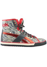 Buty do chodzenia dla dzieci Reebok TD2010. Wysokość cholewki: za kostkę. Zapięcie: sznurówki. Kolor: czerwony, brązowy, wielokolorowy, szary. Materiał: tkanina, skóra, materiał, syntetyk. Szerokość cholewki: normalna. Sport: turystyka piesza