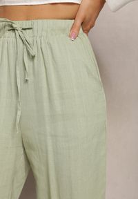 Renee - Jasnozielone Proste Spodnie Bawełniane z Gumką w Pasie Xisela. Kolor: zielony. Materiał: bawełna. Sezon: lato #3
