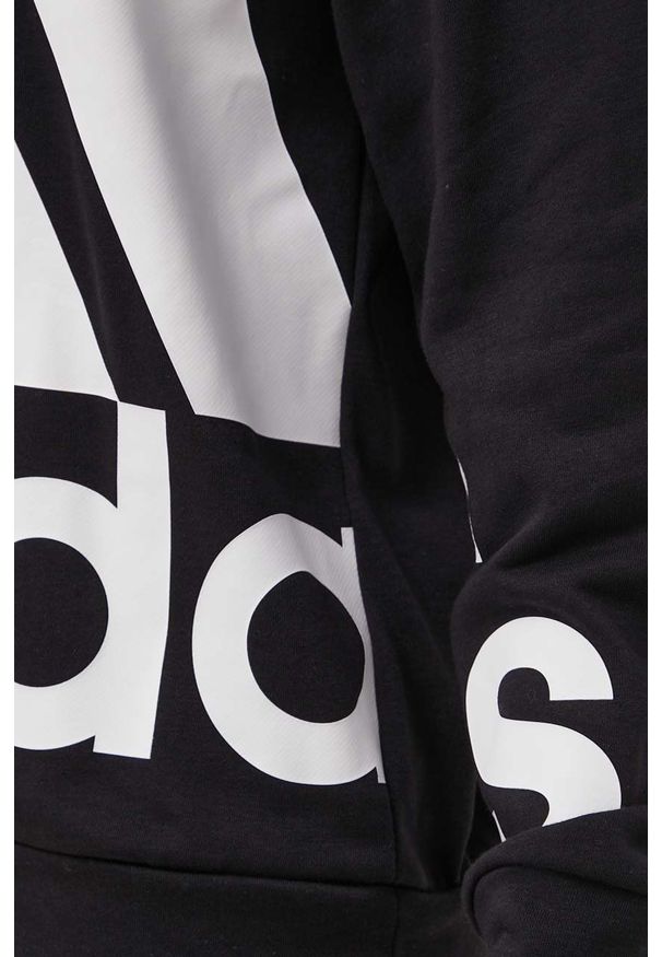 Adidas - adidas Bluza męska kolor czarny z kapturem z nadrukiem. Typ kołnierza: kaptur. Kolor: czarny. Materiał: poliester. Wzór: nadruk