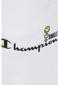 Champion spodnie dresowe CHAMPION X SMILEY damskie kolor biały z aplikacją. Stan: podwyższony. Kolor: biały. Materiał: dresówka. Wzór: aplikacja