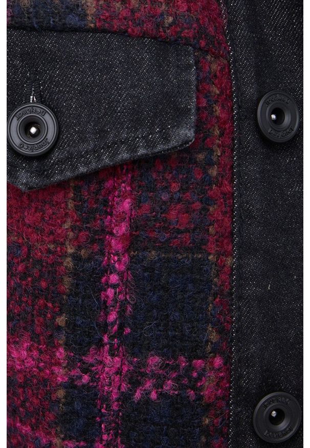 Desigual Kurtka bomber z domieszką wełny kolor bordowy przejściowa oversize. Kolor: czerwony. Materiał: wełna