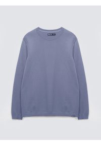 Big-Star - Sweter męski bawełniany niebieski Simoner 402. Okazja: na co dzień, do pracy. Kolor: niebieski. Materiał: bawełna. Długość rękawa: długi rękaw. Długość: długie. Wzór: gładki, aplikacja, ze splotem. Sezon: zima, jesień. Styl: casual, elegancki, klasyczny #7