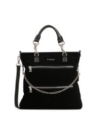 Kazar - Duża skórzana torebka z odpinanymi rączkami i paskiem. Kolor: czarny. Materiał: zamszowe, skórzane. Rozmiar: duże #1