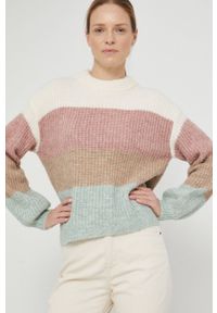 Y.A.S - Sweter z domieszką wełny. Kolor: różowy. Materiał: wełna. Wzór: ze splotem