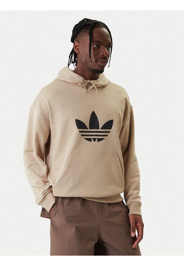 Adidas - adidas Bluza adicolor Trefoil KE0878 Beżowy Loose Fit. Kolor: beżowy. Materiał: bawełna