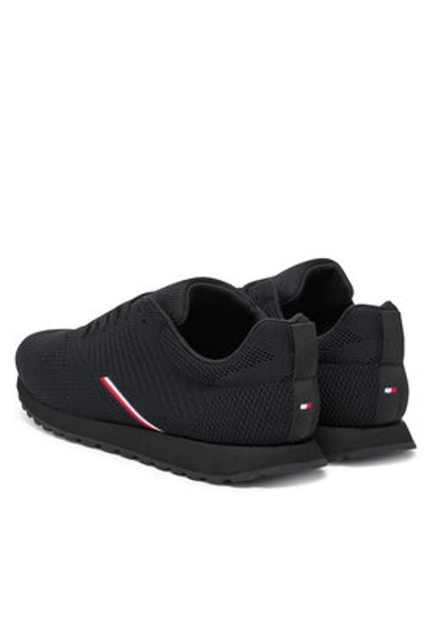 TOMMY HILFIGER - Tommy Hilfiger Sneakersy New Runner Eva Corpo Knit FM0FM05648 Czarny. Kolor: czarny. Materiał: materiał