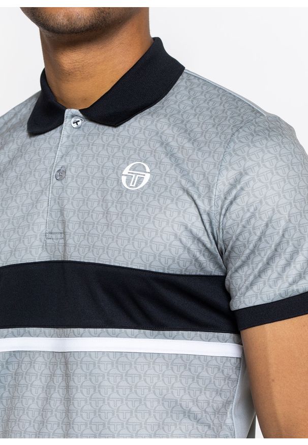 SERGIO TACCHINI - Koszulka męska Polo Sergio Tacchini Ansley (39089-978). Okazja: na co dzień, na spotkanie biznesowe. Typ kołnierza: polo. Kolor: szary. Materiał: dresówka. Styl: biznesowy, młodzieżowy, casual