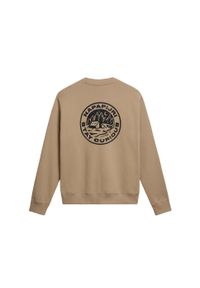 Bluza Napapijri Faber. Kolor: beżowy. Materiał: bawełna. Długość rękawa: długi rękaw. Długość: długie. Wzór: nadruk #2
