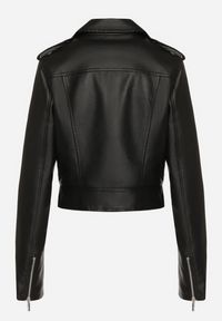 Born2be - Czarna Kurtka Ramoneska z Wiskozą z Regulowanym Paskiem Nevenina. Okazja: na co dzień. Kolor: czarny. Materiał: wiskoza. Długość rękawa: długi rękaw. Długość: długie. Styl: casual, rockowy, elegancki #5