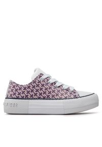 TOMMY HILFIGER - Tommy Hilfiger Trampki Low Cut Lace-Up Sneaker T3A9-32289-0753 Bordowy. Kolor: czerwony. Materiał: skóra