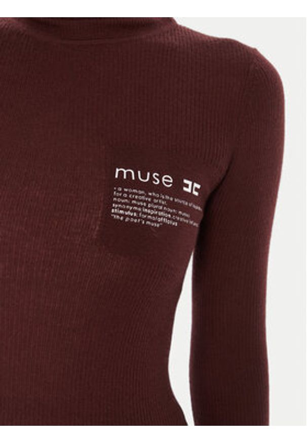 Elisabetta Franchi Golf MK-43B-57E2-V320 Bordowy Regular Fit. Typ kołnierza: golf. Kolor: czerwony. Materiał: wełna