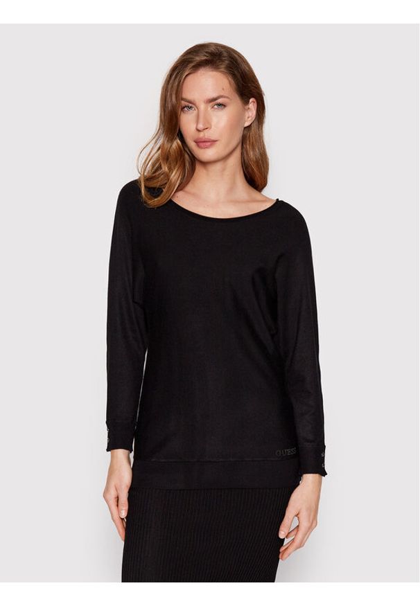 Guess Sweter Adele W2YR34 Z2V62 Czarny Regular Fit. Kolor: czarny. Materiał: wiskoza