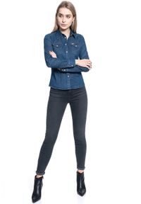 Lee - DAMSKA KOSZULA JEANSOWA LEE SLIM WESTERN SHIRT WASHED BLUE L45RFWLR. Kolor: niebieski. Materiał: jeans #4