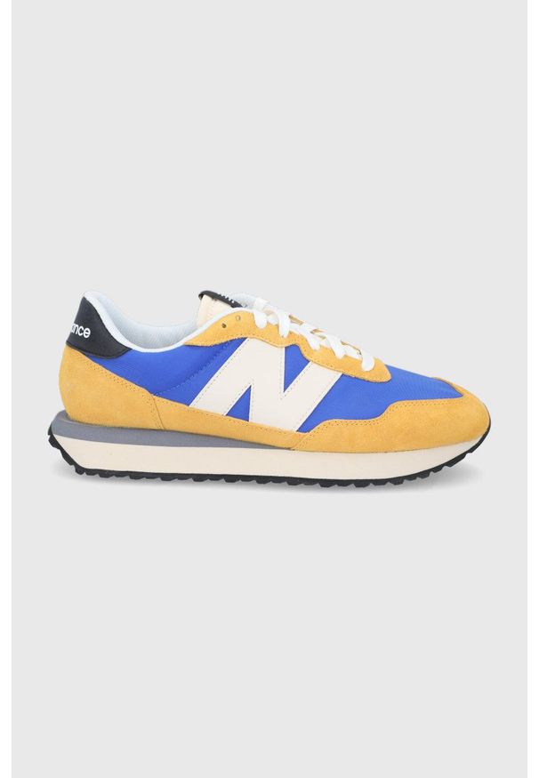 New Balance - Buty MS237AA. Nosek buta: okrągły. Zapięcie: sznurówki. Kolor: żółty. Materiał: guma