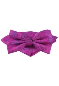 Mucha Męska w Zestawie z Poszetką - Alties - Magenta, Drobny Wzór. Kolor: różowy. Styl: elegancki, sportowy #1