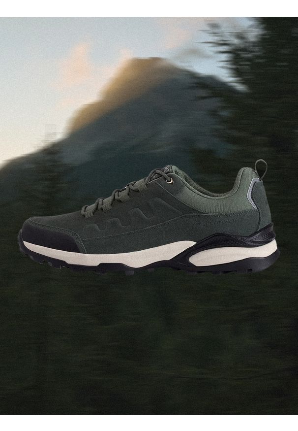 4f - 4F Niskie buty trekkingowe męskie - khaki 43. Wysokość cholewki: przed kostkę. Kolor: oliwkowy, brązowy, wielokolorowy. Materiał: zamsz. Szerokość cholewki: normalna