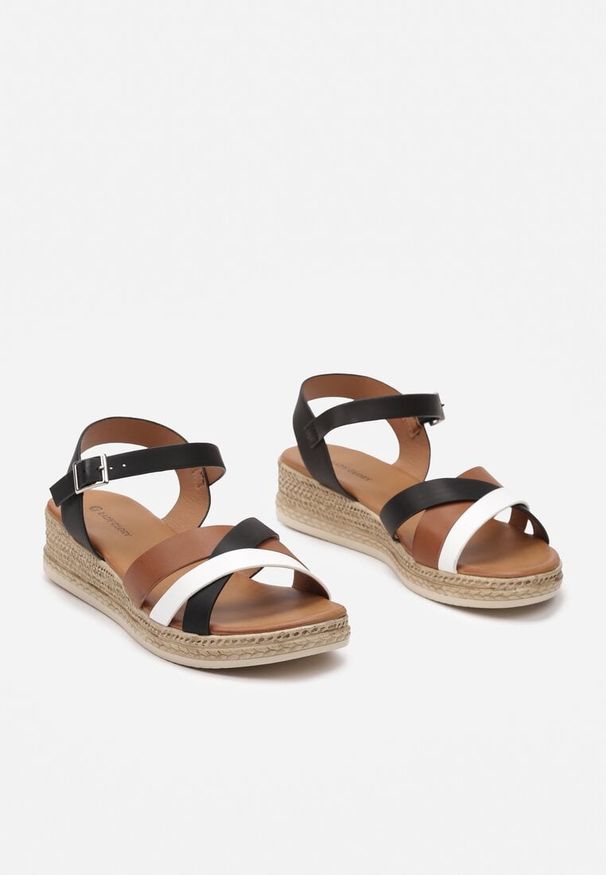 Born2be - Czarne Sandały Boho na Niskim Koturnie z Jutową Plecionką Zarneli. Okazja: na co dzień. Kolor: czarny. Materiał: jedwab. Sezon: lato. Obcas: na koturnie. Styl: boho
