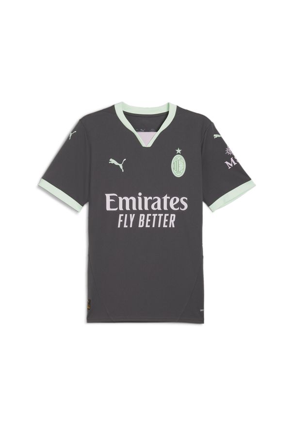 T-Shirt Puma AC Milan Replika Trzeciej Koszulki Dla Dorosłych. Kolor: szary, zielony, wielokolorowy. Sport: piłka nożna