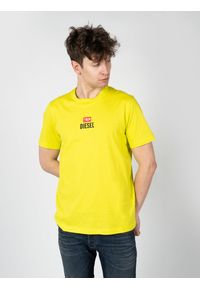 Diesel T-Shirt "T-Just" | A11184-RGRAI-5JE | Mężczyzna | Żółty. Okazja: na co dzień. Kolor: żółty. Materiał: bawełna. Wzór: nadruk. Styl: klasyczny, casual, elegancki #5