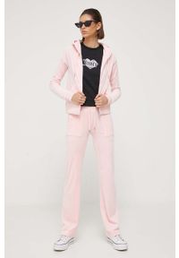 Juicy Couture spodnie dresowe Del Ray kolor różowy gładkie. Kolor: różowy. Materiał: dresówka. Wzór: gładki #3