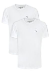 Calvin Klein Jeans Komplet 2 t-shirtów Monologo J30J320199 Biały Regular Fit. Kolor: biały. Materiał: bawełna #5