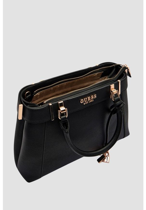 Guess - GUESS Czarna torebka damska Anadela. Kolor: czarny. Materiał: skórzane