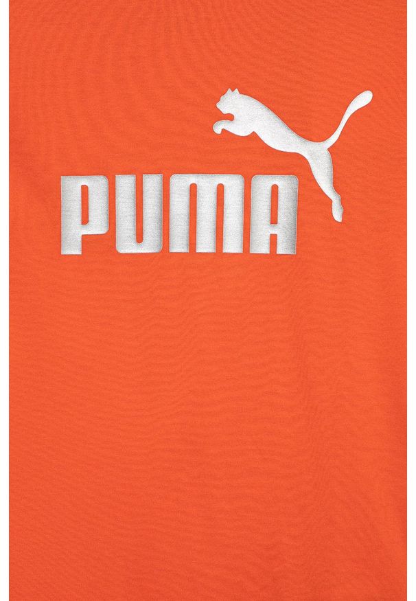 Puma t-shirt bawełniany dziecięcy kolor pomarańczowy. Kolor: pomarańczowy. Materiał: bawełna. Długość rękawa: krótki rękaw. Długość: krótkie. Wzór: nadruk
