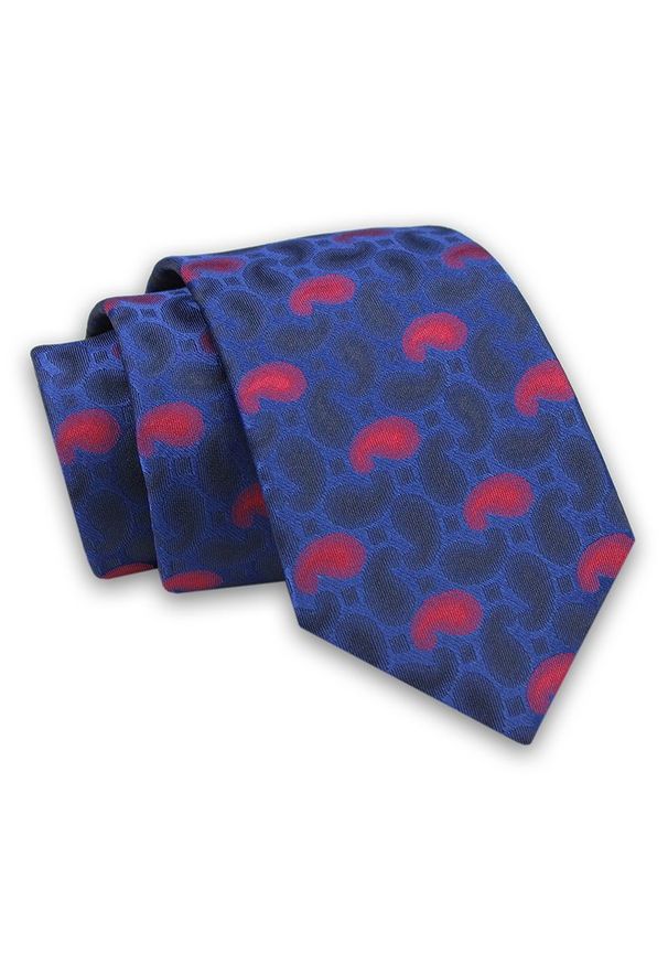 Męski Krawat Alties - Niebieski w Czerwone Paisley. Kolor: niebieski. Materiał: tkanina. Wzór: paisley. Styl: elegancki, wizytowy