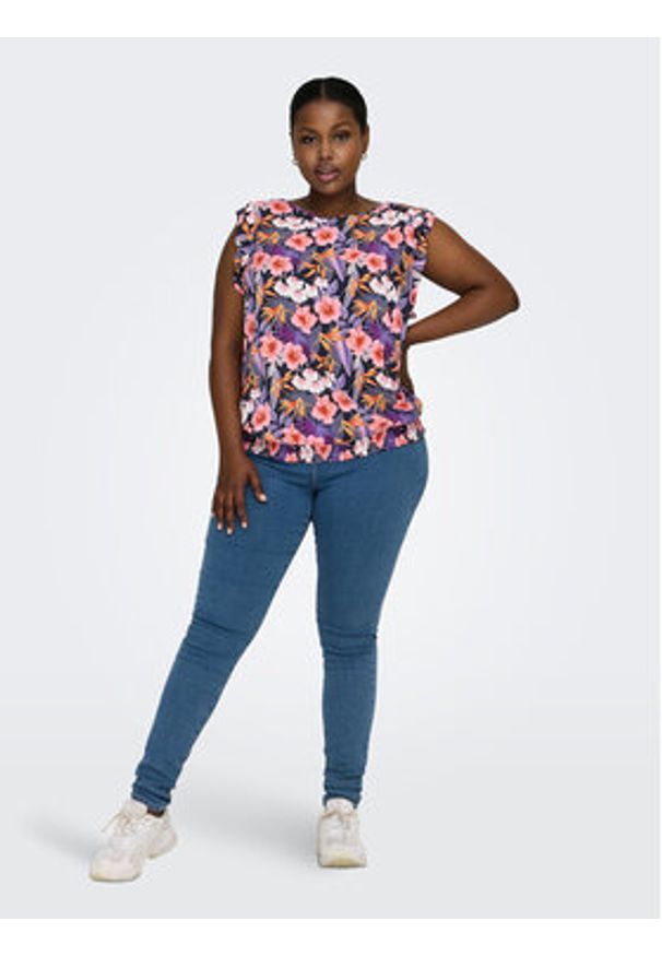 ONLY Carmakoma Bluzka 15298017 Kolorowy Regular Fit. Materiał: wiskoza. Wzór: kolorowy