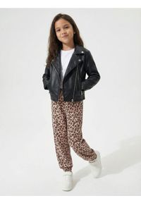 Sinsay - Spodnie loose w panterkę - beżowy. Kolor: beżowy. Wzór: motyw zwierzęcy #1