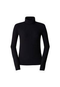 Koszulka The North Face Turtle Neck Slim 0A89C2JK31 - czarna. Typ kołnierza: golf. Kolor: czarny. Materiał: elastan, prążkowany, poliester, bawełna. Długość rękawa: długi rękaw. Długość: długie. Sezon: zima, jesień. Sport: golf