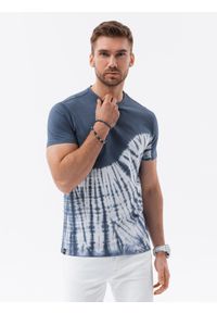 Ombre Clothing - T-shirt męski bawełniany TIE DYE - ciemnoniebieski V4. Kolor: niebieski. Materiał: bawełna #1