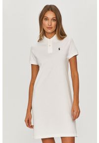 Polo Ralph Lauren - Sukienka. Okazja: na co dzień. Typ kołnierza: polo. Kolor: biały. Długość rękawa: krótki rękaw. Typ sukienki: proste. Styl: casual #1
