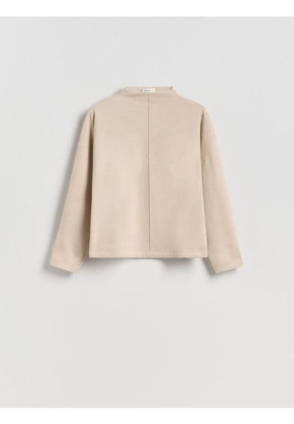 Reserved - Bluzka z przeszyciem - kremowy. Kolor: kremowy. Materiał: dzianina