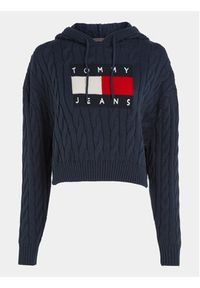 Tommy Jeans Sweter Center Flag DW0DW16528 Granatowy Regular Fit. Kolor: niebieski. Materiał: syntetyk #3