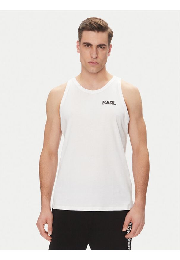 Karl Lagerfeld - KARL LAGERFELD Tank top A1M46069 Biały Regular Fit. Typ kołnierza: dekolt w karo. Kolor: biały. Materiał: bawełna