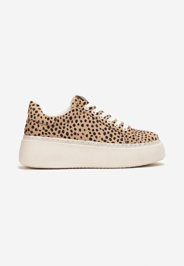 Renee - Brązowe Sneakersy na Grubej Podeszwie Cernanda. Okazja: na co dzień. Kolor: brązowy. Obcas: na platformie