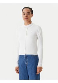 Tommy Jeans Kardigan Essential DW0DW20976 Écru Regular Fit. Materiał: bawełna