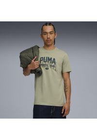 Puma - Męska koszulka z grafiką w uniwersyteckim stylu PUMA Lux Army Green. Kolor: zielony. Sport: fitness