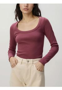 Reserved - Bawełniany longsleeve - jasnofioletowy. Kolor: fioletowy. Materiał: bawełna. Długość rękawa: długi rękaw