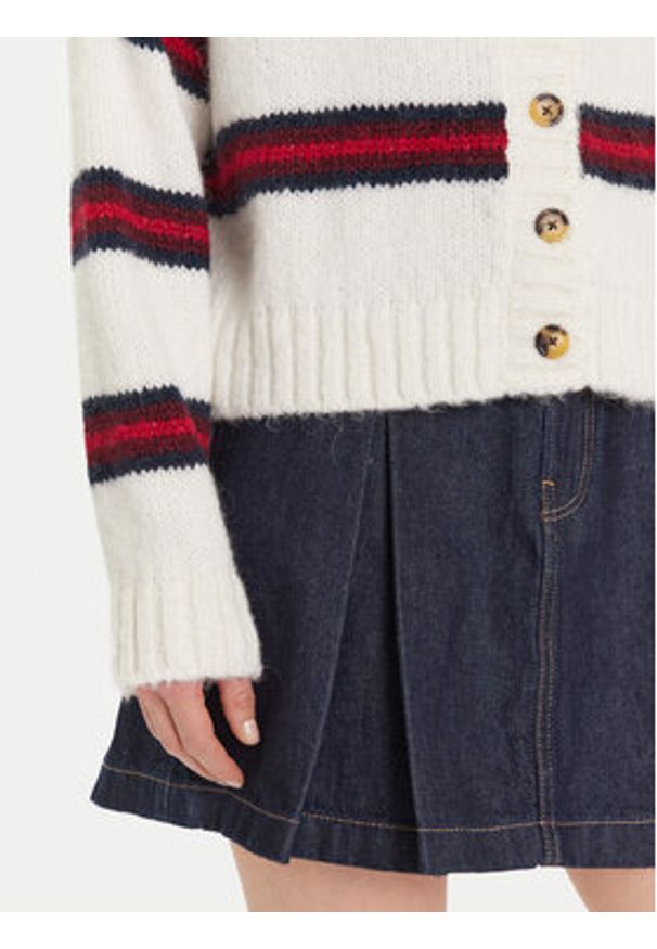 Tommy Jeans Kardigan Badge DW0DW21678 Écru Relaxed Fit. Materiał: syntetyk